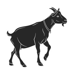 Fototapeta premium A high-contrast black silhouette of a goat against a TRANSPARENT BACKGROUND PNG VECTOR