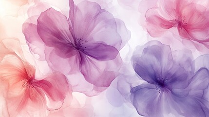 A seamless pattern of delicate watercolor flowers in pastel shades, ideal for wedding invitations and feminine designs. 