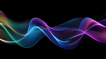 Neon Wavy Light Streaks - Futuristic Abstract Energy Flow on Black Background