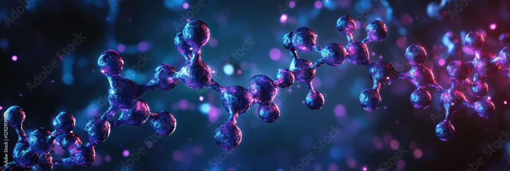 Poster abstract 3d rendering showcasing intricate details of botulinum toxin molecules in a vibrant environ
