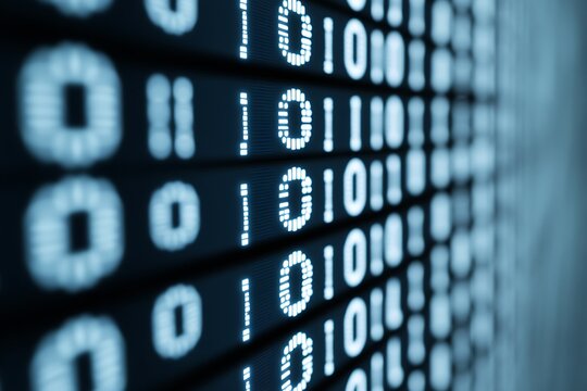 Binary code flowing on digital wall