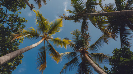 palm tree in the blue sky