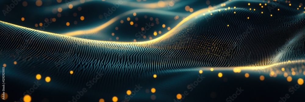 Poster waves of light and texture blend harmoniously in a mesmerizing digital landscape. generative ai