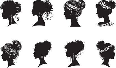 Elegant Women Hairstyles Silhouettes