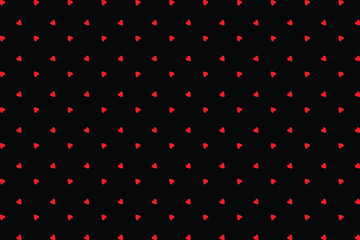 Red Hearts Pattern on Black Background
