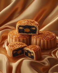 Mooncake with Mango and Black Sesame Filling