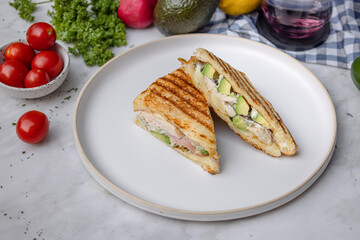 Grilled chicken sandwich delight kitchen food photo modern close-up delicious recipe