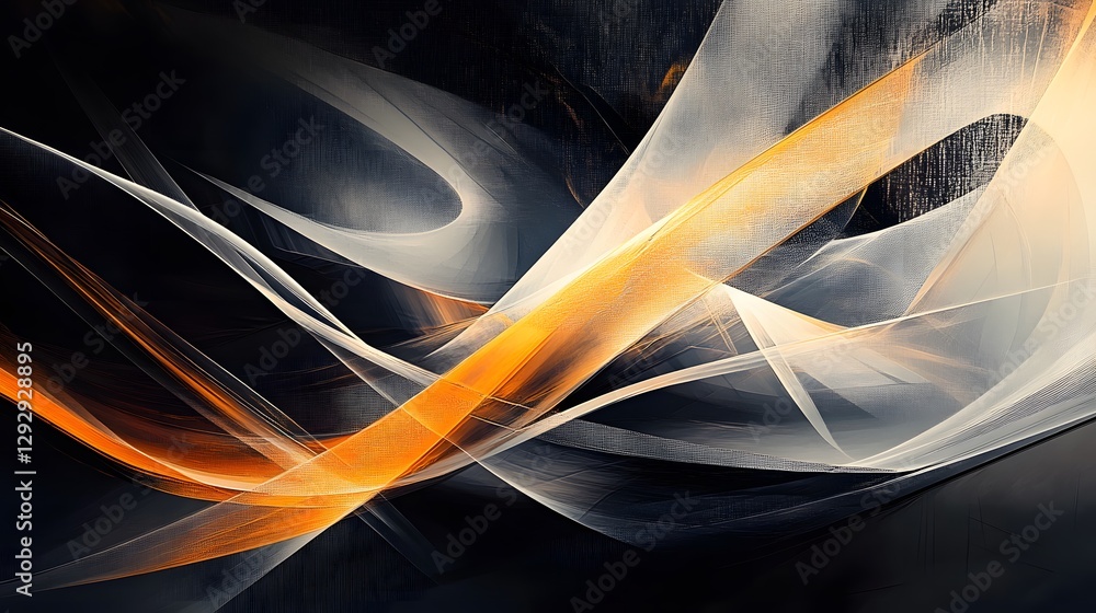 Poster dynamic abstract smoke patterns, flowing wisps in orange and black, ideal for backgrounds or artisti