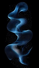 Naklejka premium Swirling blue form made of tiny particles on black background