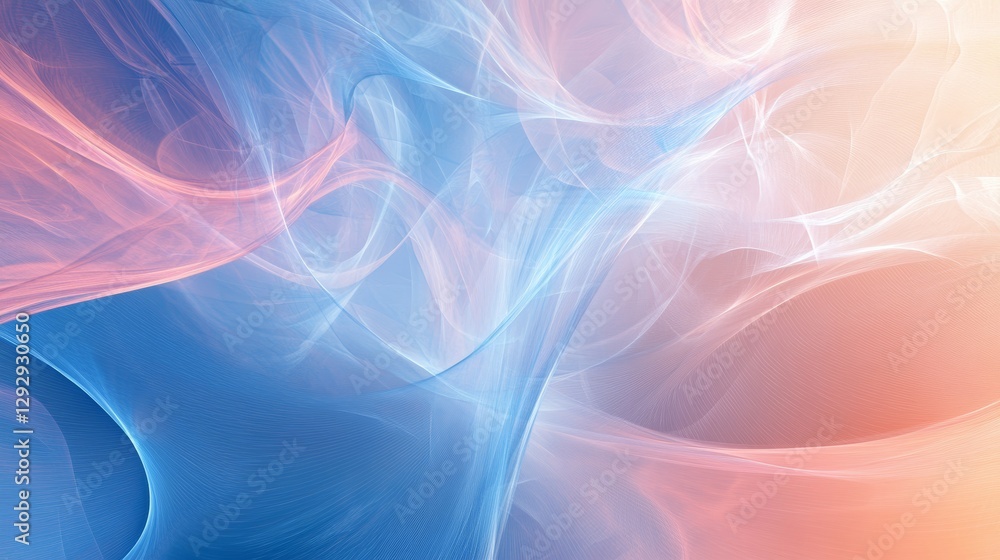 Poster abstract digital artwork with swirling blue and pink light patterns, seamless flow and motion. conte