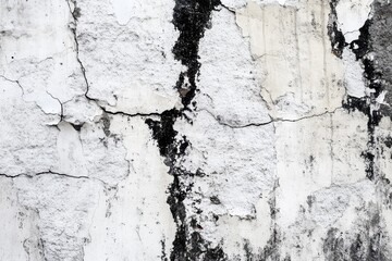 Fototapeta premium Textured background of a cracked floor and a white black and gray concrete wall