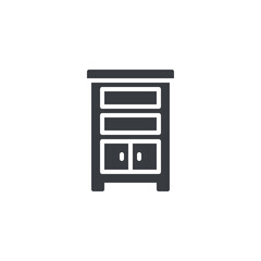 A tall shelf with drawers vector icon