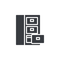 Metal cabinet with drawers vector icon