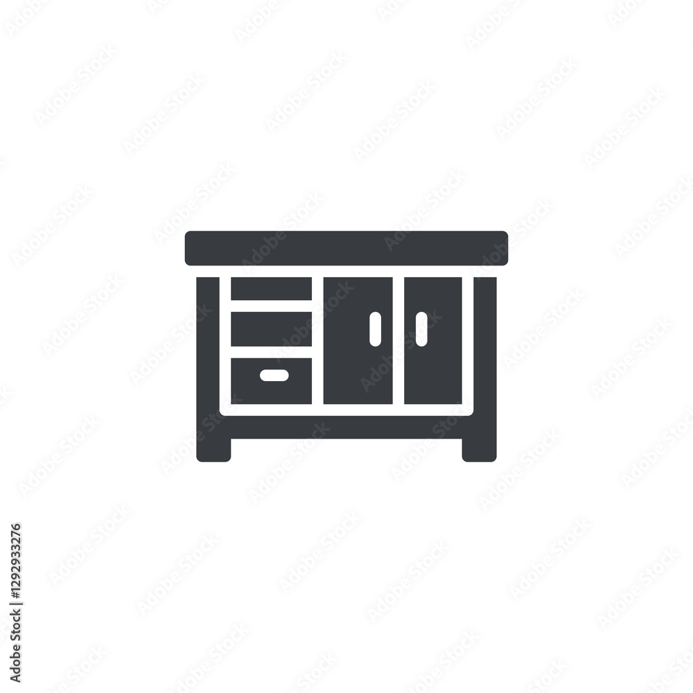 Poster a counter with storage below vector icon