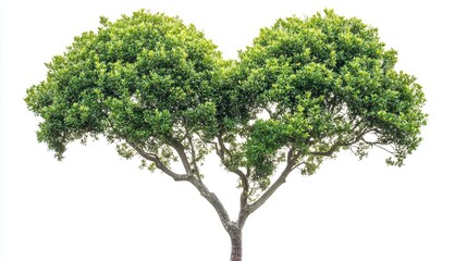 Obraz premium Green natural tree heart shaped isolated on white background