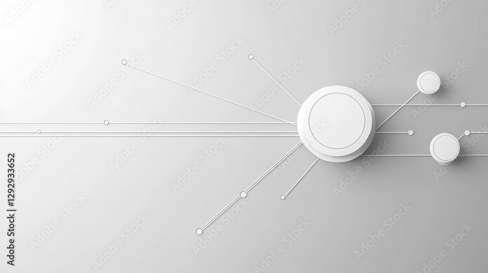 Poster abstract white technological background with interconnected circles and lines.