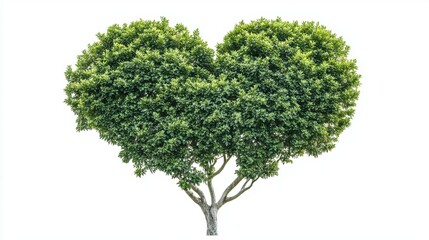 Fototapeta premium Green natural tree heart shaped isolated on white background