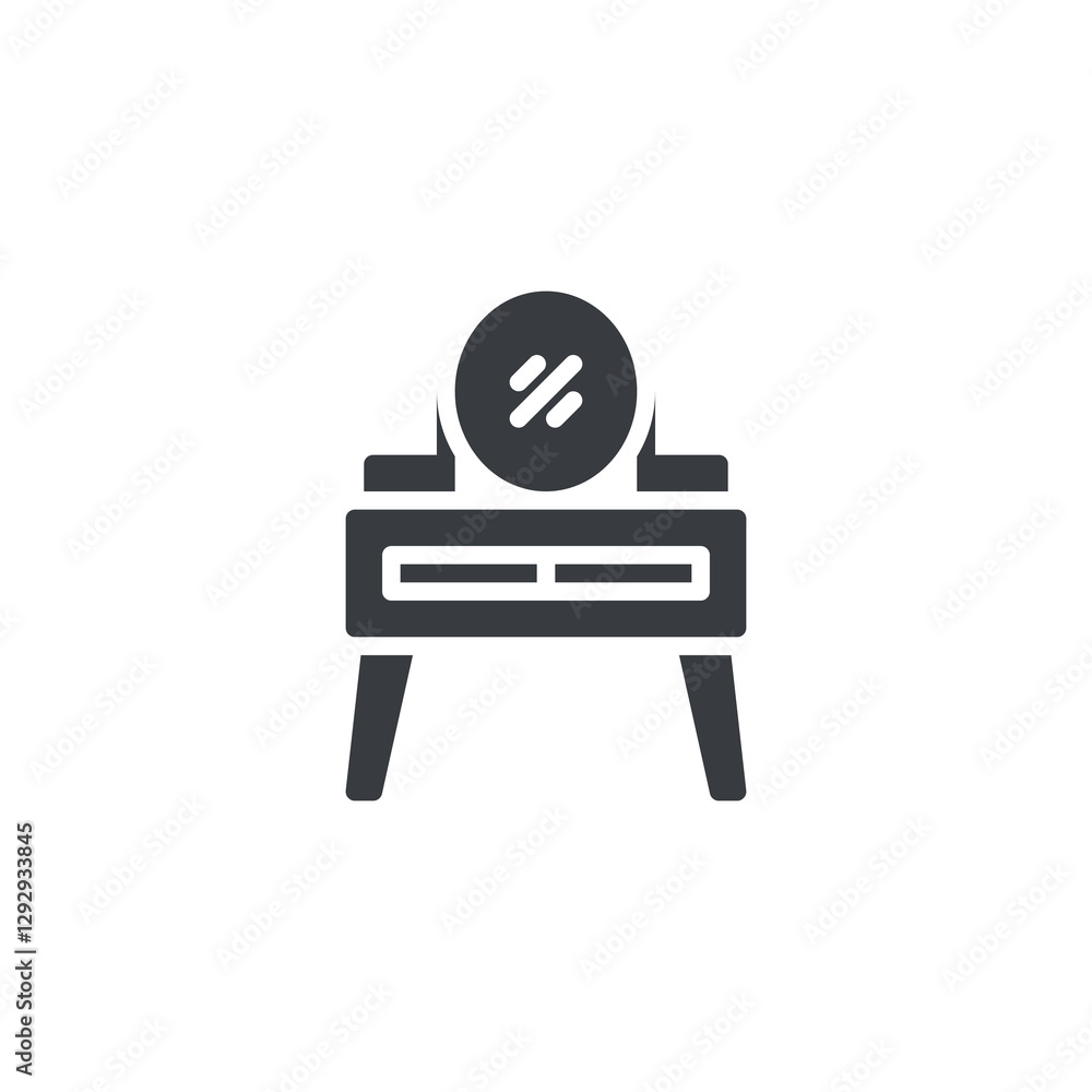 Poster a small table with a mirror vector icon