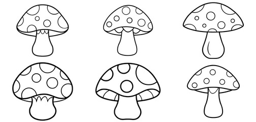 mushroom Outline Coloring Page Printable Line Art Drawing
