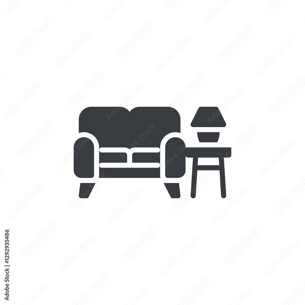 Poster a small accent table next to a sofa vector icon
