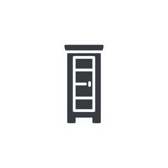 A glass fronted cabinet vector icon