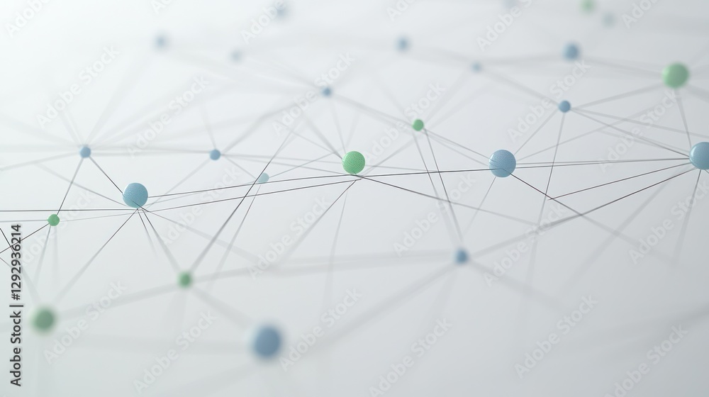 Aufkleber abstract network connection design with light teal and light green spheres connected by thin lines o