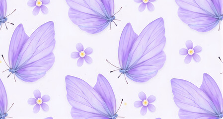 Purple Butterflies and Floral Pattern