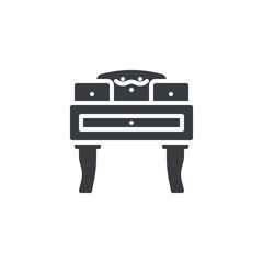 Vintage wooden writing desk vector icon