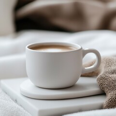 Sipping warm coffee cozy home setting beverage relaxing atmosphere close-up view comfort concept