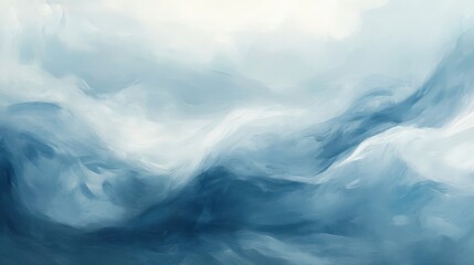 Fototapeta premium Abstract Blue Wave Painting Serene Texture Wall Art