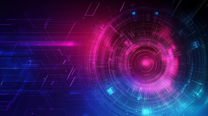 Fototapeta premium Digital Technology Background with Glowing Pink and Blue Cyber Elements
