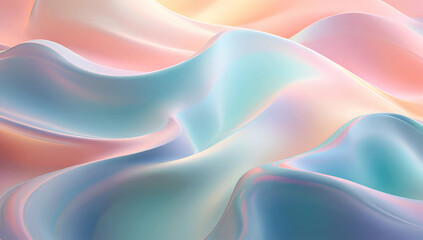 Fototapeta premium Soft wavy abstract background featuring pastel colors of pink, blue, and lavender, creating a smooth and fluid appearance, ideal for use in modern design projects.