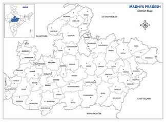 Naklejka premium Outline Map of Madhya Pradesh, India - High-Resolution Illustration 