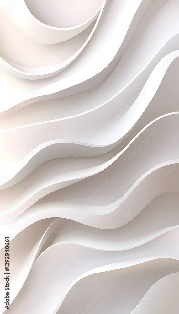 Poster abstract white wavy forms creating a mesmerizing visual texture