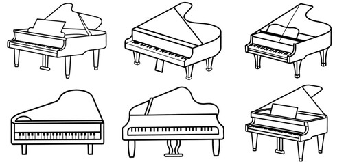 Piano Outline Coloring Page Printable Line Art Drawing