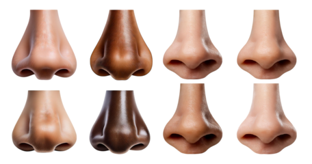 Diverse Human Nose Types Showcased in High-Quality Digital Art, isolated on transparent background