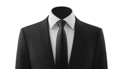 Elegant black suit and tie on dark background, timeless symbol of professionalism