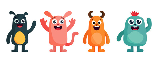 Obraz premium Funny cartoon monster character. Kids cartoon character design for poster, baby products logo and packaging design.