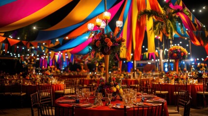 Obraz premium Colorful Festive Outdoor Wedding Reception