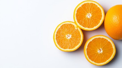 Fototapeta premium Fresh orange slices on white background