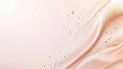 Obraz premium Delicate Swirls: An elegant and abstract display of flowing cream and droplets with soft gradient hues, representing beauty and skincare concepts.