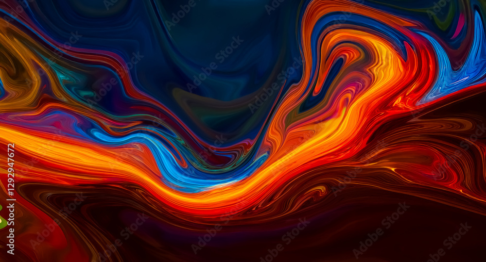 Poster abstract swirls of vibrant colors blend seamlessly, creating a dynamic and fluid artistic design wit