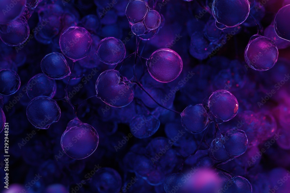Fototapete abstract 3d rendering showcases molecular structures of botulinum toxin in vibrant purple and blue c