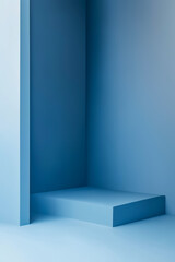 Obraz premium Minimalist blue design featuring geometric shapes for modern aesthetics.