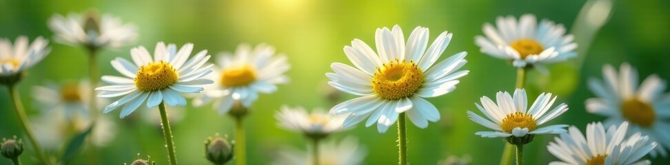 Obraz premium Chamomile flowers with delicate, lacy textures, natural colors, plant, floral