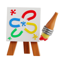 High quality 3d icon of Art Class. The design uses vibrant colors, realistic textures, and balanced shading to create depth and dimension, symbolizing learning, and creativity. 3D Illustration.