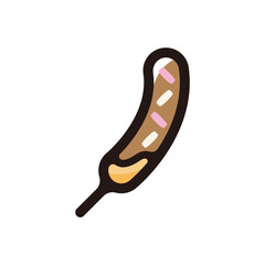 Chocolate-covered banana illustration icon.Simple vector outline, clipart for graphic design.