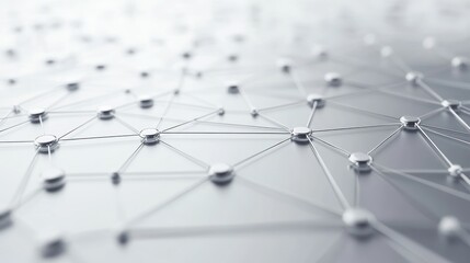 Abstract network, interconnected nodes, and lines on a light gray background.