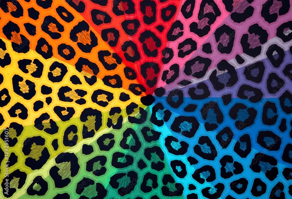 Aufkleber modern leopard gradient: creative design combining classic leopard print with a gradient rainbow eff