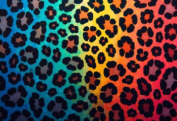 Rainbow Leopard Print: A Vibrant Fusion of Classic Animal Pattern and Gradient Color for Bold Fashion, Unique Designs, and Eye-Catching Creative Projects.

